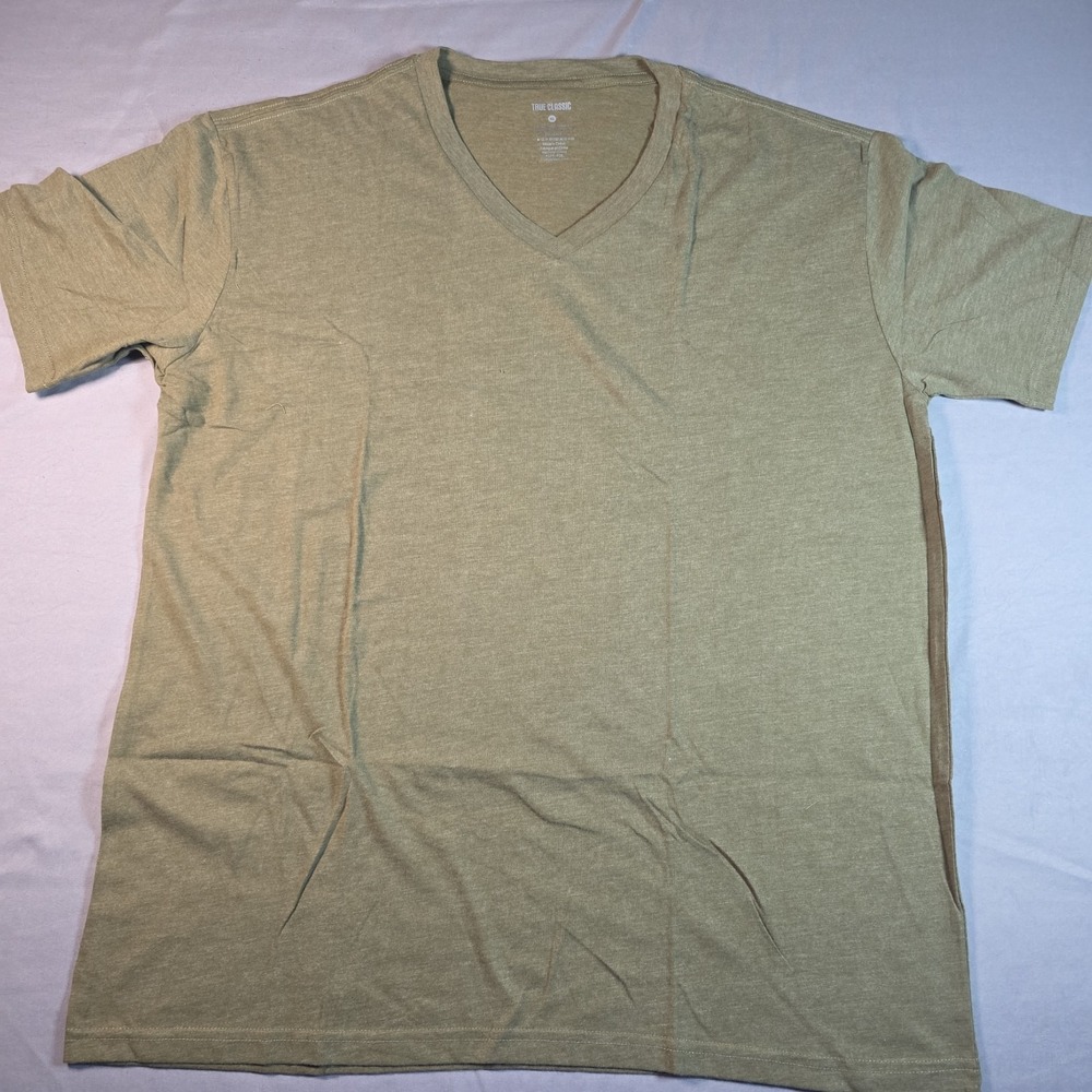 True Classic V Neck  Olive Heather Green XL Extra Large